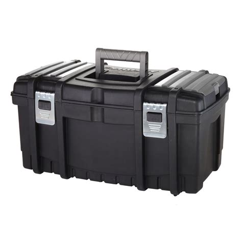 22 in plastic tool box with metal latches in black|22 inch tool box.